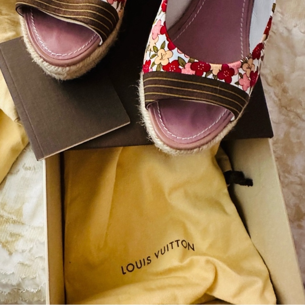 Louis Vuitton Women's Floral Espadrilles - Red and Brown